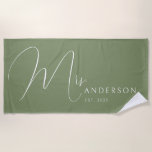 Toalla De Playa Novedades verdes de la edad nombran luna de miel p<br><div class="desc">Celebre su amor con estilo con esta toalla de playa personalizada para adultos, que incluye los nombres de los recién casados en un diseño elegante y moderno. Perfecto para un viaje de luna de miel en la playa, una escapada de aniversario o unas vacaciones románticas, esta toalla suave y vibrante...</div>