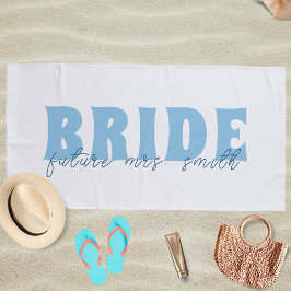 Toalla De Playa Novia Futuro Sra. Nombre Personalizado Blanco y Az