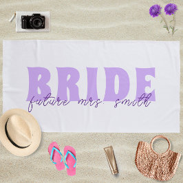 Toalla De Playa Novia Futuro Sra. Nombre Personalizado Blanco y La