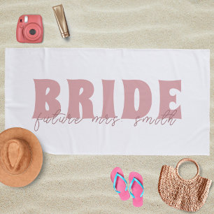 Toalla De Playa Novia Futuro Sra. Nombre Personalizado Blanco y Me