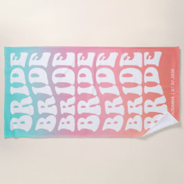 Toalla De Playa Novia Retro Rosa Gradiente Acuático Personalizado