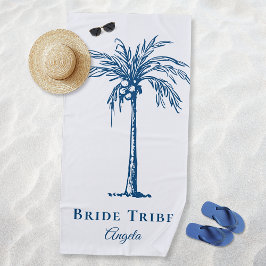Toalla De Playa Novia Tribu Azul Palma Tropical Árbol Personalizad