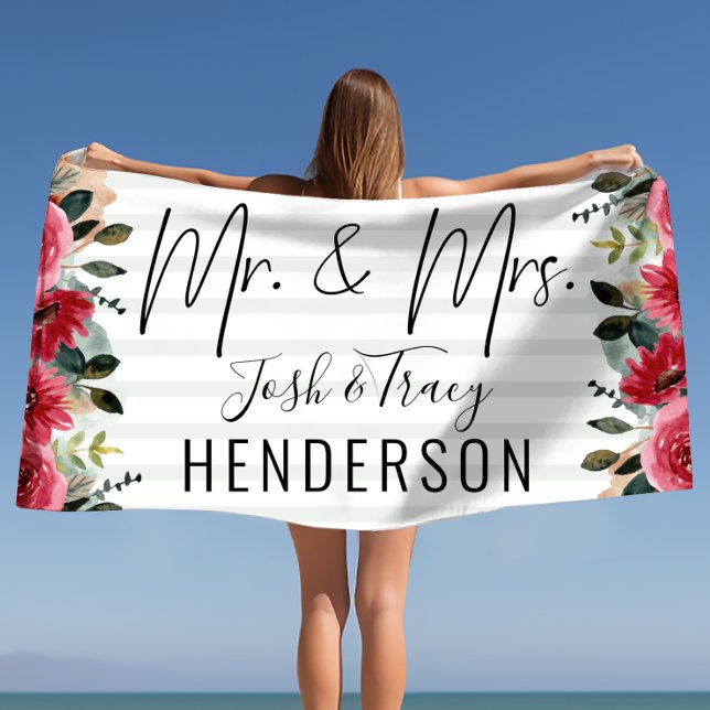 Toalla De Playa Novia y Boda Groom Sr. y Sra. (Bride and Groom Wedding Mr and Mrs Beach Towel)
