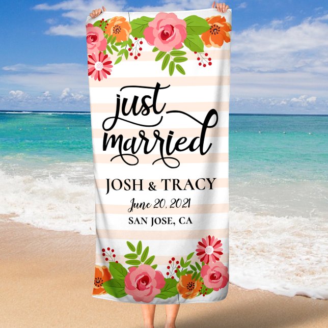 Toalla De Playa Novia y Groom, maridito y esposas, regalo Boda (Bride and Groom, Hubby and Wifey, Wedding Gift Beach Towel)