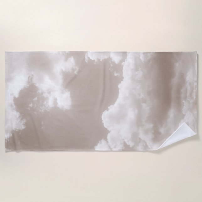 Toalla De Playa Nubes beige blandas 5 #nubes #arte (Anverso)