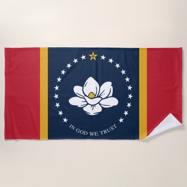 Toalla De Playa Nueva bandera de estado de Mississipi (Anverso)