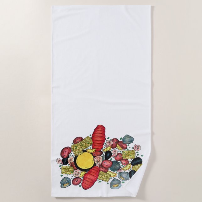 Toalla De Playa Nueva Inglaterra Clama Clambake de langosta Clamba (Anverso)