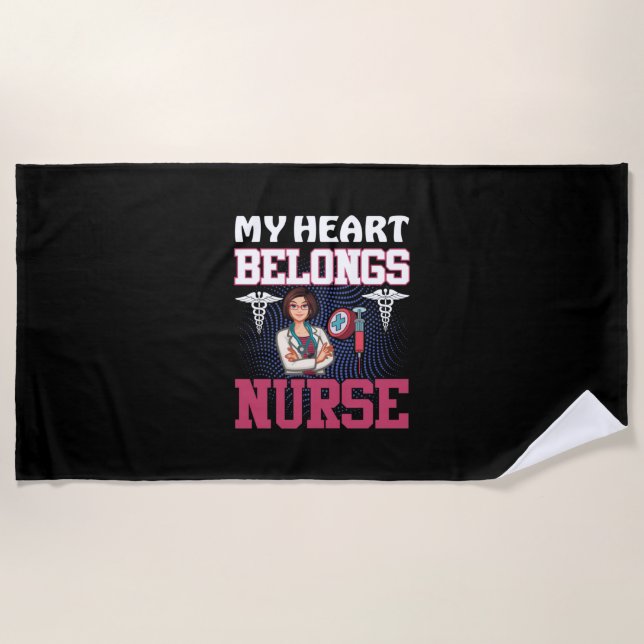 Toalla De Playa Nurse Gift | My Heart Belongs Nurse (Anverso)