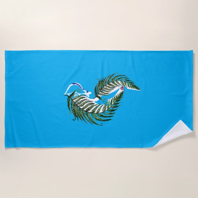 Toalla de Playa NZ Aotearoa Diseño de Helecho (Anverso)