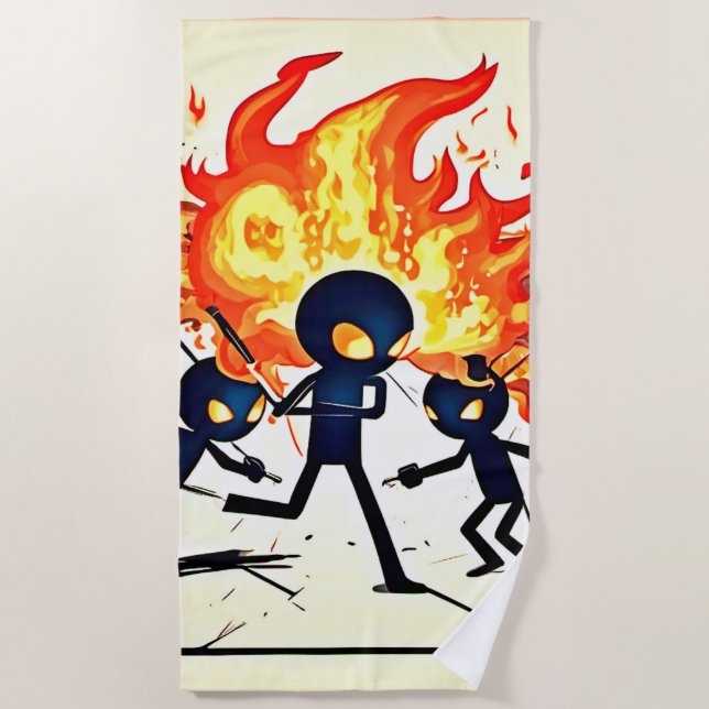 Toalla De Playa Obra artística de la llama humana (Anverso)