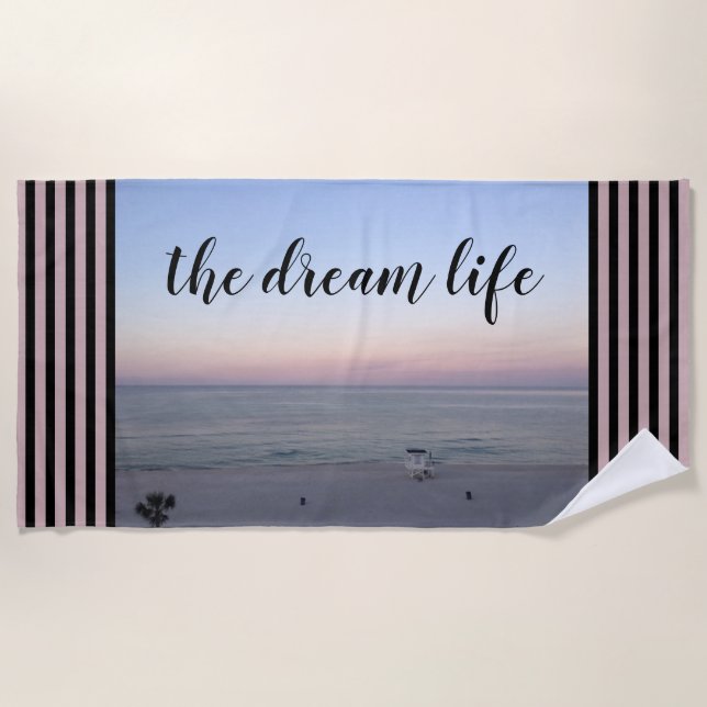 Toalla De Playa Ocean Pink Sunrise Dream Life (Anverso)