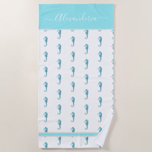 Toalla De Playa Ocean Seahorse Tropical Verde azulada Blue Beach T