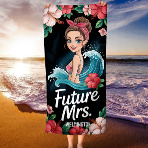 Toalla De Playa Ocean Wave Bridal Honeymoon Personalizado Futuro S
