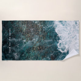 Toalla De Playa Ocean waves in dark teal, customizable