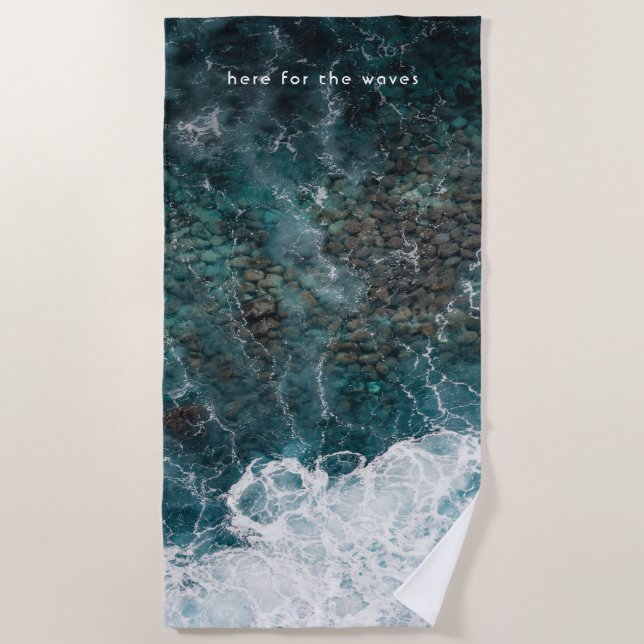 Toalla De Playa Ocean waves in dark teal, customizable (Anverso)