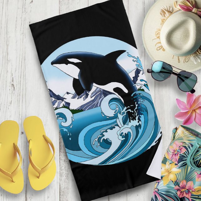 Toalla De Playa Océano azul de ballena asesina de orca (Subido por el creador)