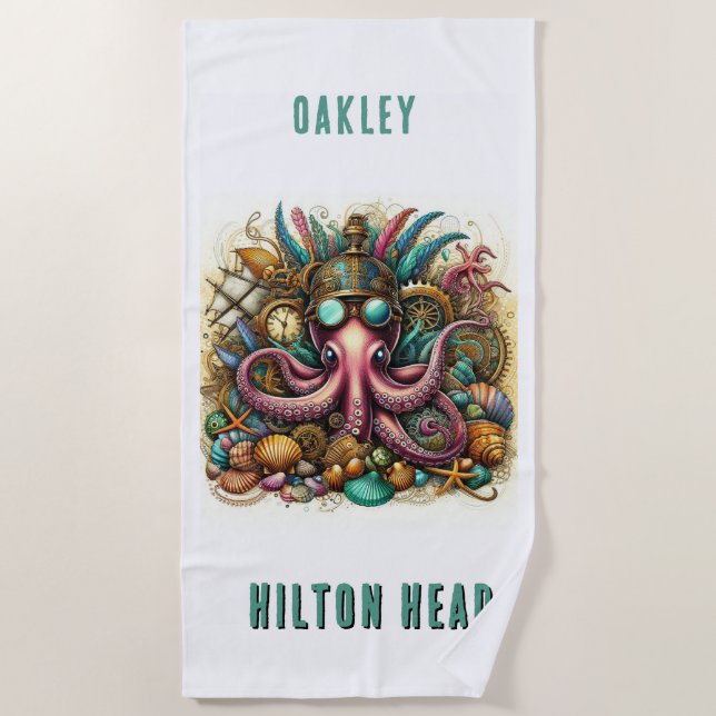 TOALLA DE PLAYA OCUPACIÓN DE ESTEAMPUNK FUNKY WHIMSICAL WHACKY (Anverso)