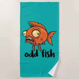 Toalla De Playa Odd Fish Quirky Funny Naranja Goldfish Personaliza