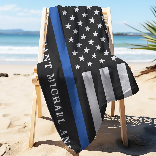 Toalla De Playa Oficial de Policía Personalizado de Línea Azul Del (Subido por el creador)