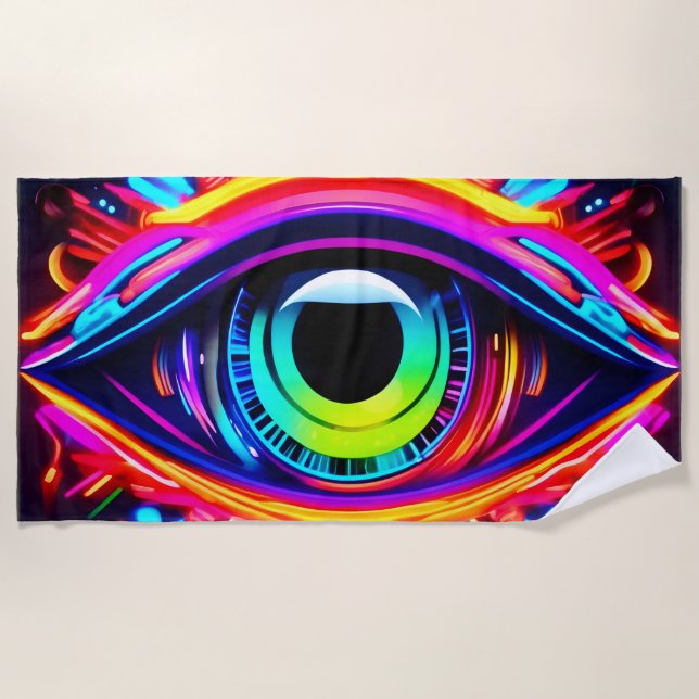 Toalla De Playa Ojo psicodélico del arte universal (Anverso)