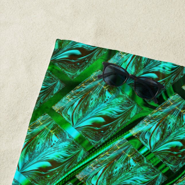 Toalla De Playa 'Ojos verdes en la rejilla', raspados y desdibujad (In situ)