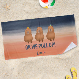 Toalla De Playa "¡Ok, Nos Levantamos!" Meme divertido de capibara