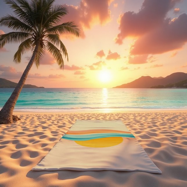 Toalla De Playa Ola Armonía Atardecer (Drift into harmony. Your spot for serenity under the most beautiful sunset sky.)