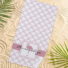 Toalla De Playa Ola Art Deco Patrón Flamenco Rosa