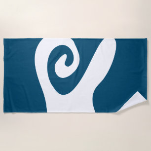 Toalla De Playa Ola azul y blanca espiral oceánica