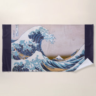 Toalla De Playa Ola de tsunami frente a Kanagawa Japón por Hokusai