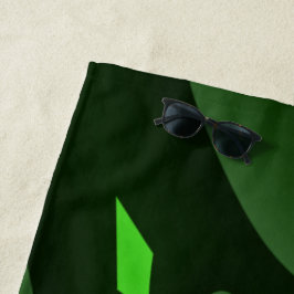 Toalla De Playa Ola Verde Oscura Y Espiral Lime