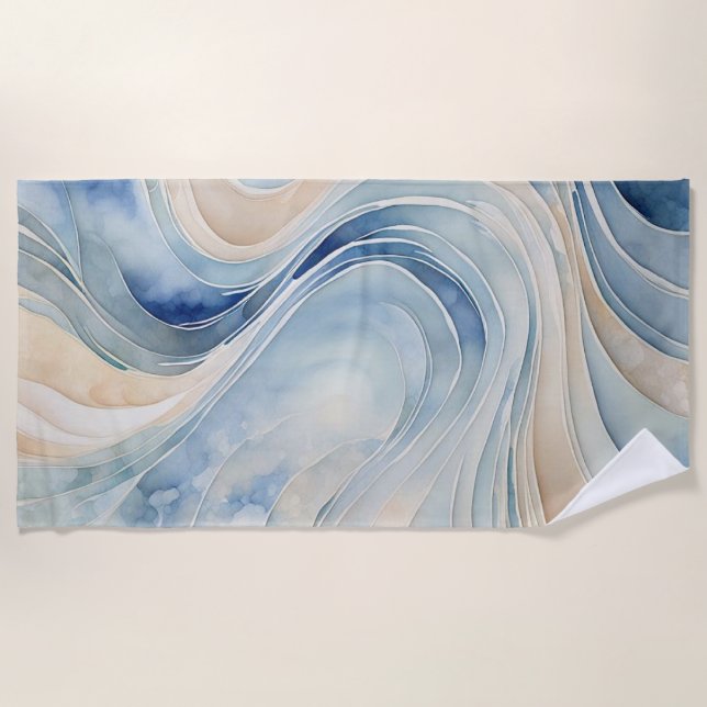 Toalla De Playa Olas beige azules (Anverso)