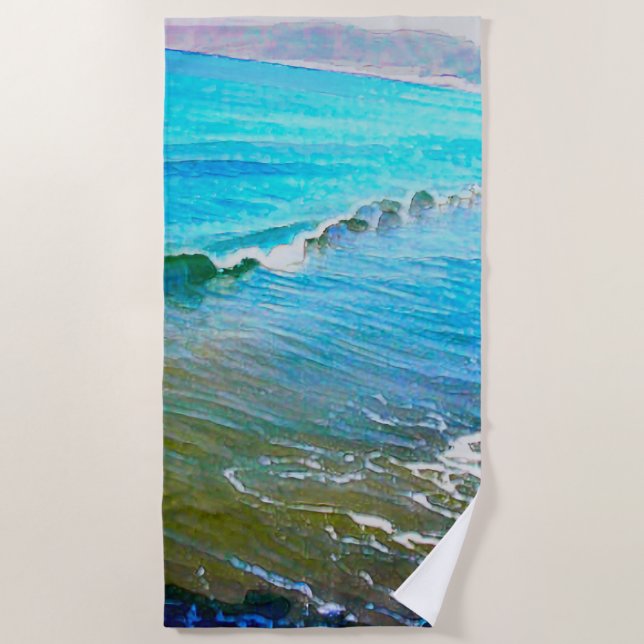 Toalla De Playa Olas de Acuarela  (Anverso)