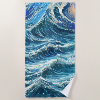 Toalla De Playa Olas del océano azul