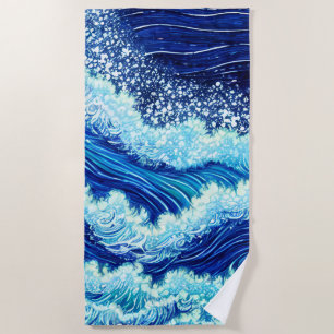 Toalla De Playa Olas del océano azul