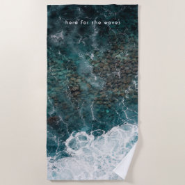 Toalla De Playa Olas del océano en azul teal oscuro, personalizabl