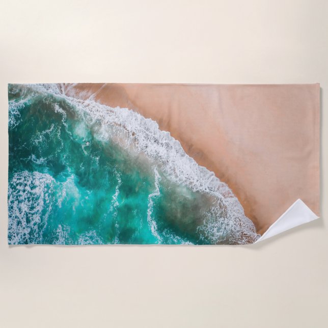 Toalla De Playa Olas en la playa de arena (Anverso)