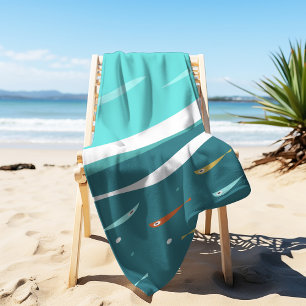 Toalla De Playa Olas oceánicas de verano retro de mediados del sig