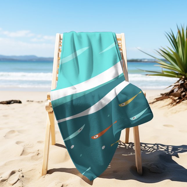 Toalla De Playa Olas oceánicas de verano retro de mediados del sig (Subido por el creador)
