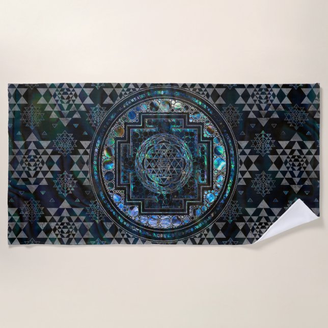 Toalla De Playa Olmo Shell de Sri Yantra/de Sri Chakra y plata (Anverso)