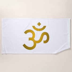 Toalla De Playa Om Devanagari - Blanco