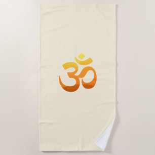 Toalla De Playa Om Mantra Gold Meditación Yoga Naranja Amarillo