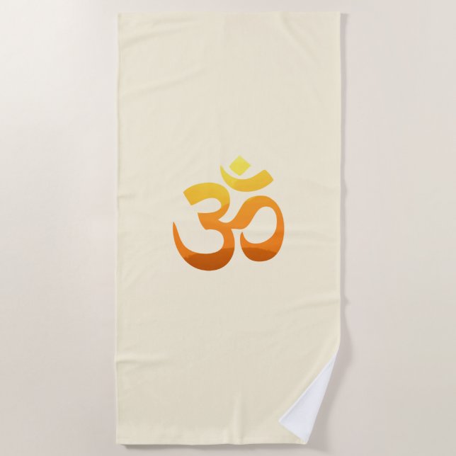 Toalla De Playa Om Mantra Gold Meditación Yoga Naranja Amarillo (Anverso)