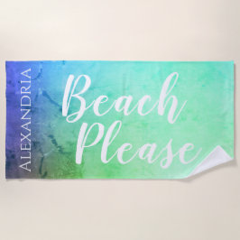 Toalla De Playa Ombre azul Verde azulado personalizado