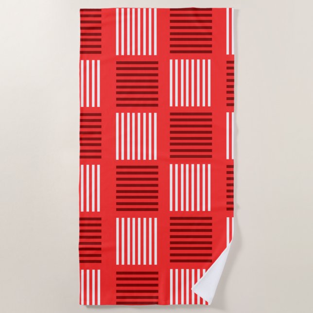 Toalla De Playa Onda Art Deco - Rojo (Anverso)