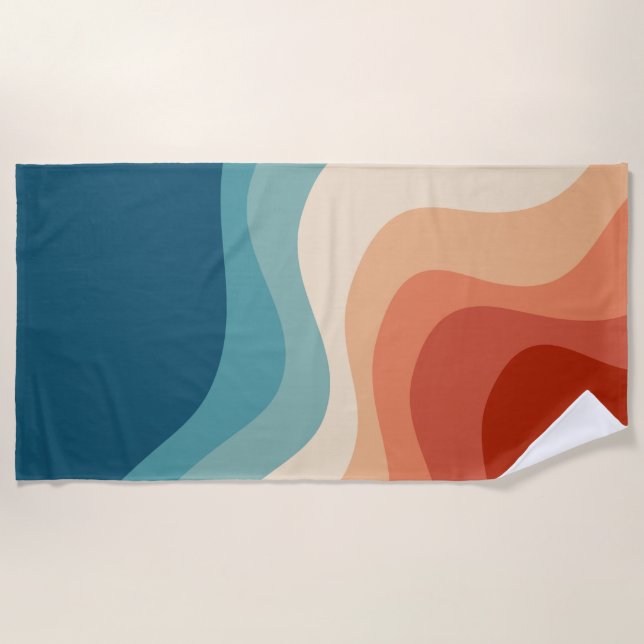 Toalla De Playa Ondas de estilo retro (Anverso)