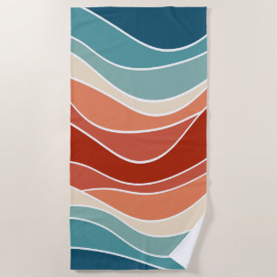Toalla De Playa Ondas de estilo retro multicolor