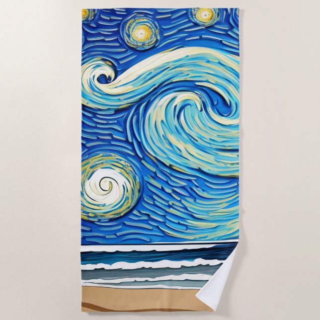 Toalla De Playa Ondas Starry Ocean Summer Beach (Anverso)