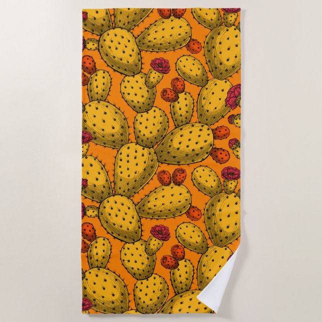 Toalla De Playa Opuntia florida en amarillo (Anverso)