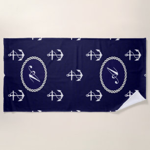Toalla De Playa Opus Posh Anchor Nautical Personalizado